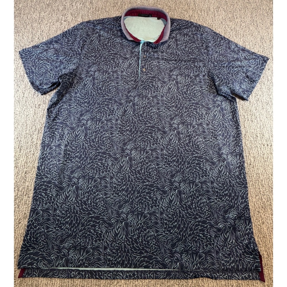 Greyson Polo Shirt‎ Men XXL Navy Blue Abstract Lion Print Performance Golf Top